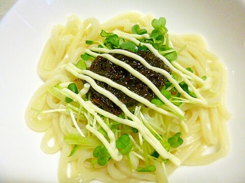 レンジで簡単♪もずくとかいわれ大根の冷やしうどん